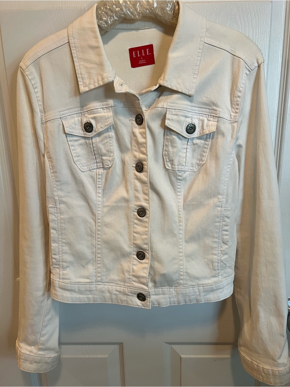 ELLE Cream Denim Jacket with Button Front